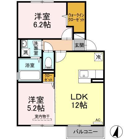 グリーンコート(2LDK/2階)の間取り写真