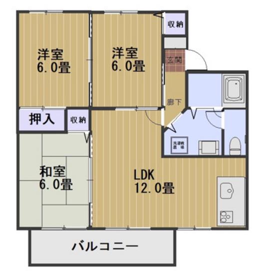 ゼフィール芳泉C棟(3LDK/2階)の間取り写真