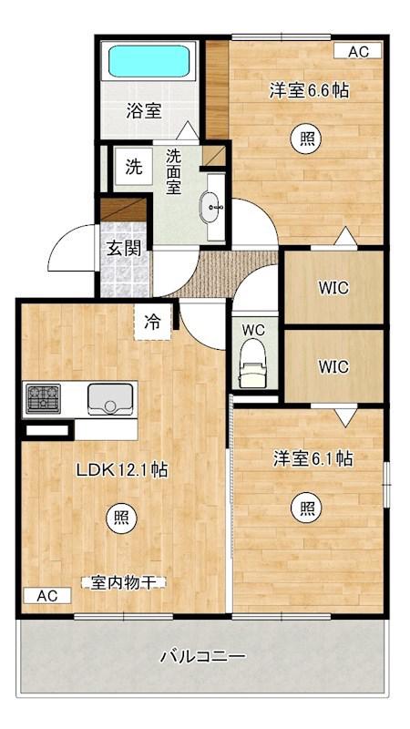 トレス下富野(2LDK/2階)の間取り写真