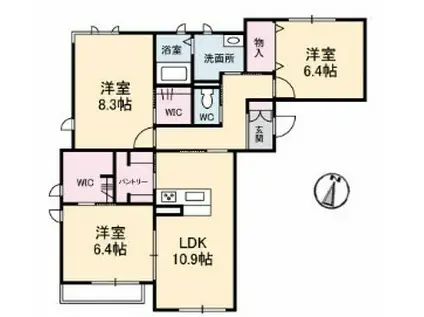 シャーメゾンイーハトーヴ(3LDK/3階)の間取り写真