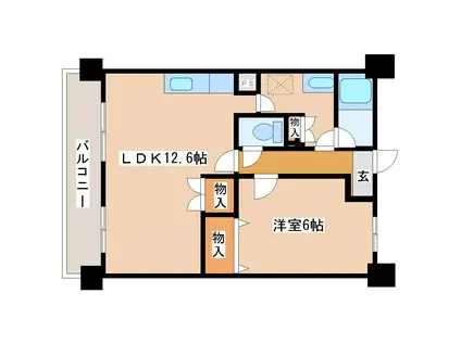 榴ヶ岡ユーワマンション(1LDK/8階)の間取り写真