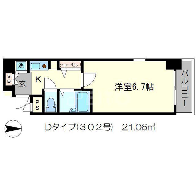 プレサンス京都東山CITYLIFE(1K/4階)の間取り写真