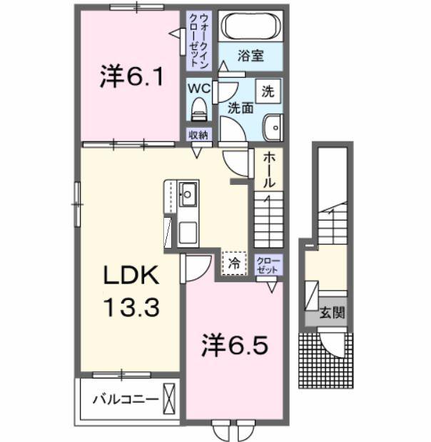 ソレイユ HAS(2LDK/2階)の間取り写真