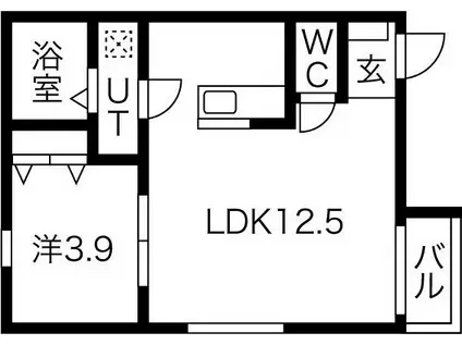豊ハイツ(1LDK/1階)の間取り写真