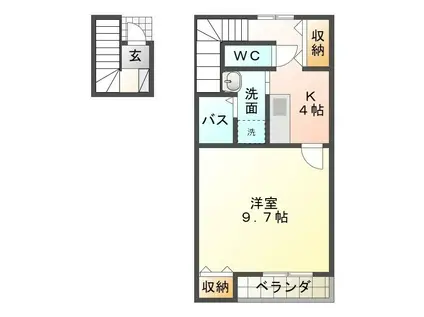 ヴァ・ヴェーネ(1K/2階)の間取り写真