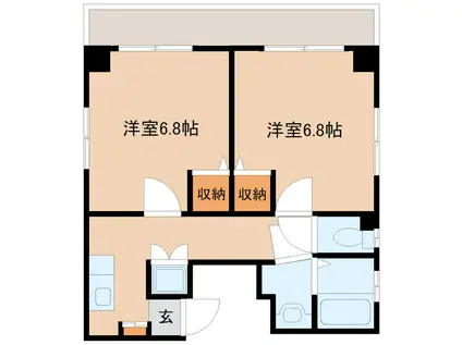 リベール浅草(2K/6階)の間取り写真