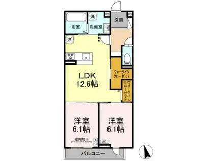 ヒロ・ブランシェ(2LDK/2階)の間取り写真