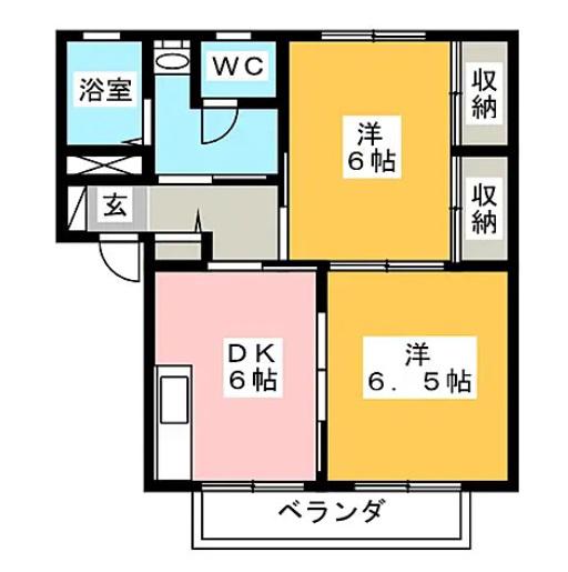 グリーンコーポI C(2DK/2階)の間取り写真