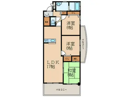 グラシューズ・エール(3LDK/5階)の間取り写真