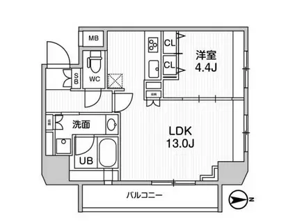GENOVIA浅草橋II SKYGARDEN(1LDK/2階)の間取り写真