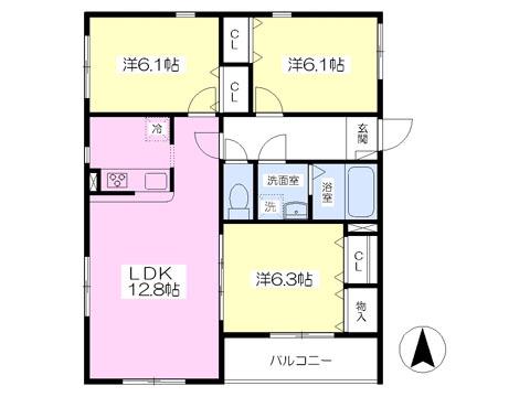 フォルテシモ(3LDK/3階)の間取り写真