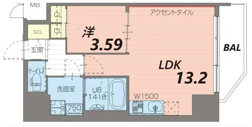 プレジオ日暮通(1LDK/11階)の間取り写真