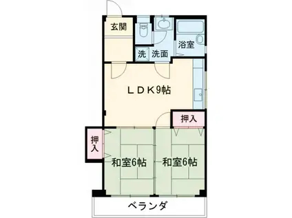 コーポ周山 II(2LDK/2階)の間取り写真