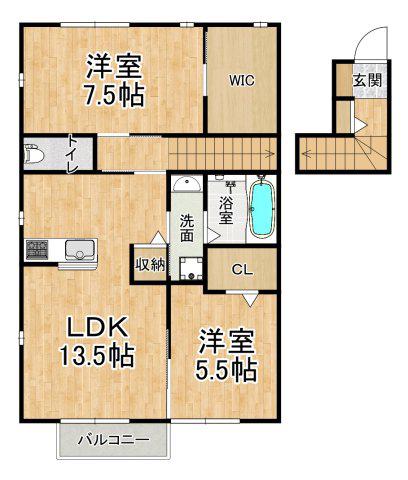 シャルマン(2LDK/2階)の間取り写真