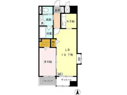 あいさきがけ(1LDK/2階)の間取り写真