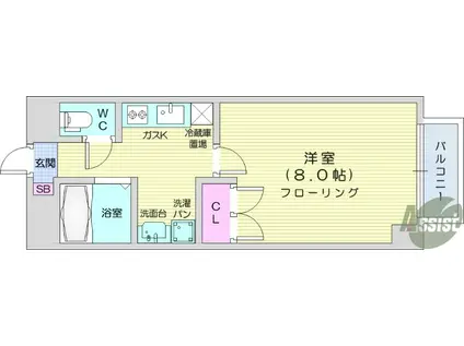 サンパラン泉(1K/2階)の間取り写真