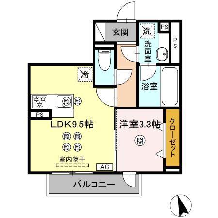 ニューライフテラス(1LDK/1階)の間取り写真