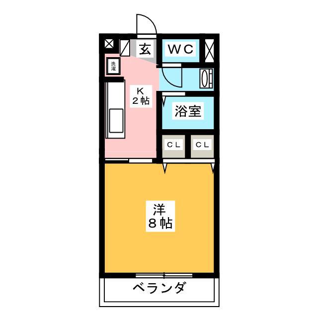 メナークレール(1K/2階)の間取り写真