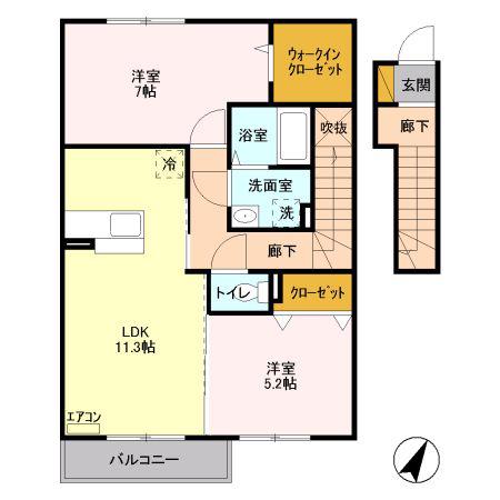 ゴールデンリバー(2LDK/2階)の間取り写真