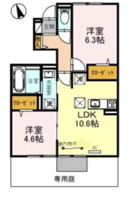 アルコバレーノ8(2LDK/1階)の間取り写真