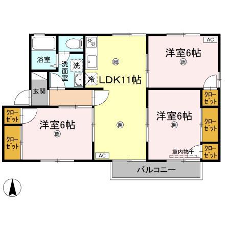 ヴィラアスカ30E(3LDK/2階)の間取り写真