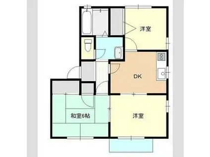 ＪＲ阪和線 紀伊駅 徒歩52分 2階建 築28年(3DK/2階)の間取り写真