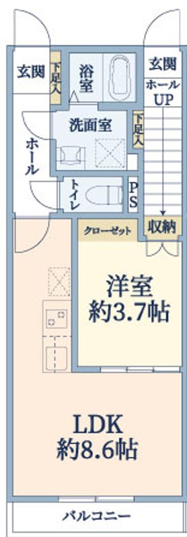 リヴェール八乙女II(1LDK/1階)の間取り写真