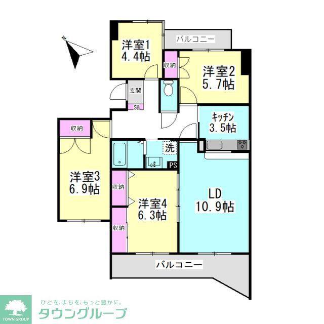 ライムライト松風台3(4LDK/3階)の間取り写真