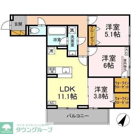 グランディール柏の葉(3LDK/3階)の間取り写真