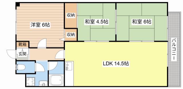 エミナール南草津(3LDK/2階)の間取り写真