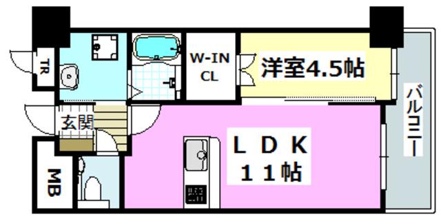 ヴェルドゥール南茨木(1LDK/8階)の間取り写真