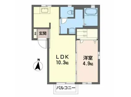 ファビュラス II(1LDK/2階)の間取り写真