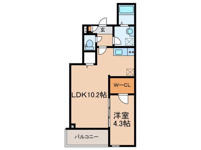 ジーメゾン立花フロスト(1LDK/1階)の間取り写真