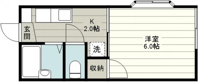 リヴレーヌ壱番館(1K/2階)の間取り写真