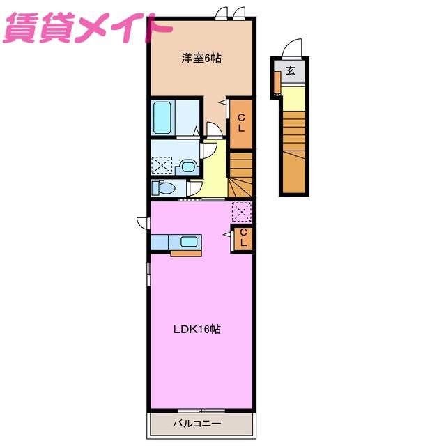 ライズコートTK I(1LDK/2階)の間取り写真