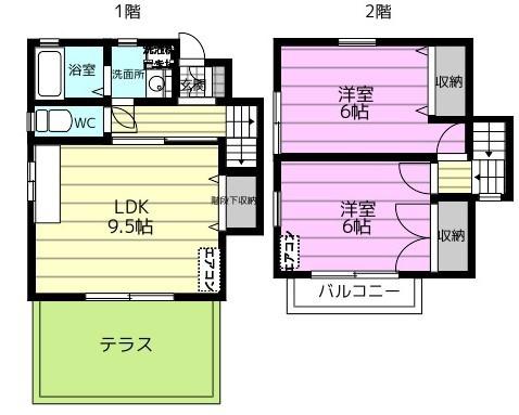 ニトハイツ(2LDK/1階)の間取り写真