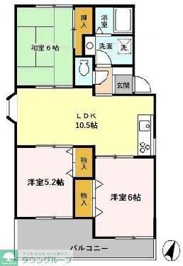 サンヴァリーI(3LDK/3階)の間取り写真
