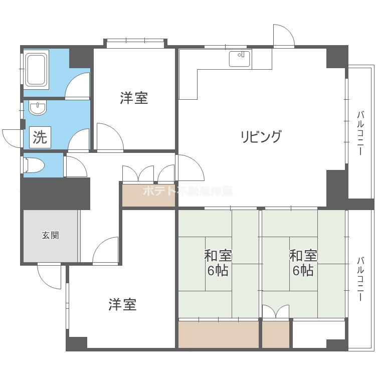 コーポエクセルⅠ(4LDK/1階)の間取り写真