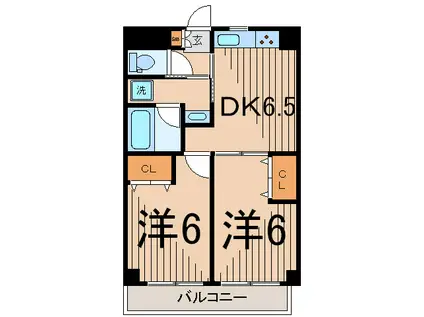 ピアーチェウチムラパート21(2DK/4階)の間取り写真