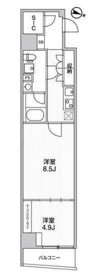 WEAVE BASE -ITABASHI HONCHO 板橋本町(2K/1階)の間取り写真