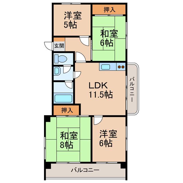 グランメール黒田(4LDK/2階)の間取り写真