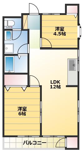 上水ハイツ(2LDK/2階)の間取り写真