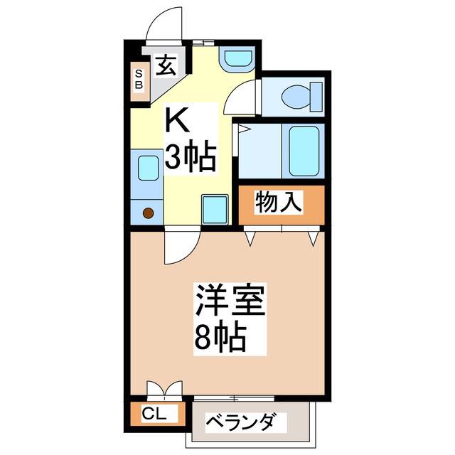 象山ハイツ(1K/1階)の間取り写真