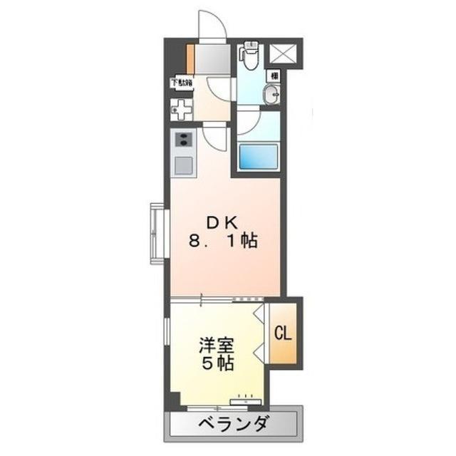 フィオーレ宇津木(1DK/3階)の間取り写真