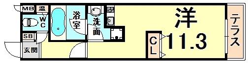 聚楽荘立花(ワンルーム/1階)の間取り写真
