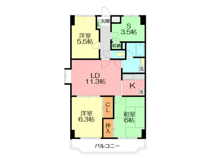 サニーヴィラ金子(3SLDK/2階)の間取り写真
