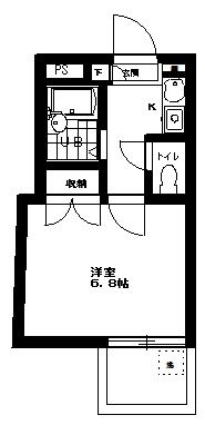 ジュネパレス市川第19(1K/3階)の間取り写真