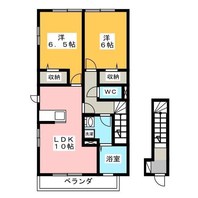 ソレアードM(2LDK/2階)の間取り写真