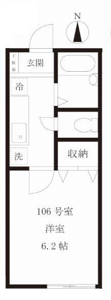 ラポールK弐番館(1K/1階)の間取り写真