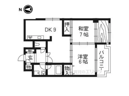 エイブル創久五条大宮(2LDK/4階)の間取り写真